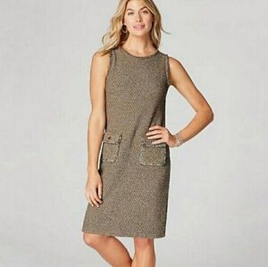J. Jill Tweed Knit Shift Dress in Butterscotch - Size XSP